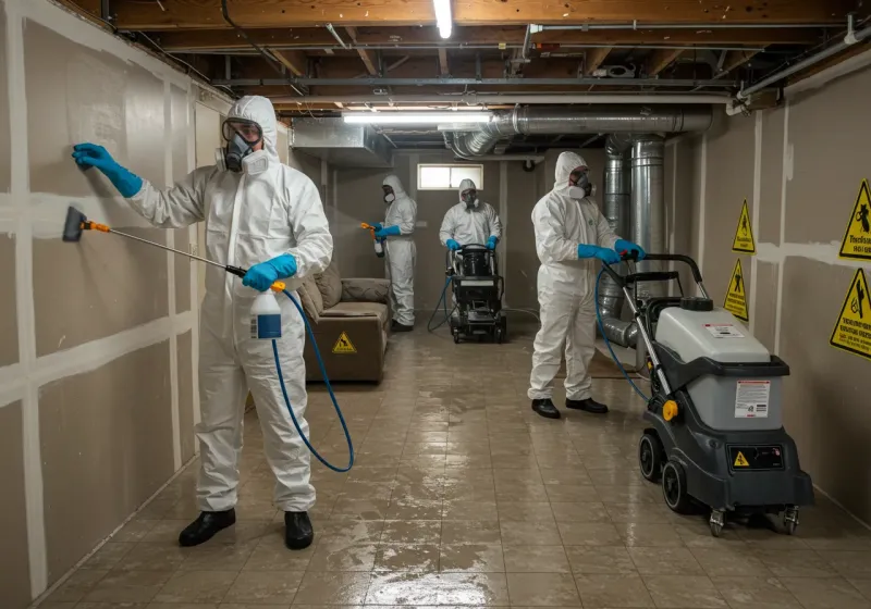 Basement Moisture Removal and Structural Drying process in Ragland, AL